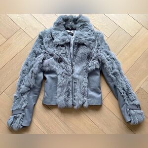 Bebe real fur Y2K fitted jacket